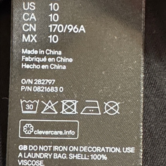 H&M Black Long Sleeve Dress Pearls Collar Mini Holiday Balloon Flowy Size 10 - Picture 10 of 10